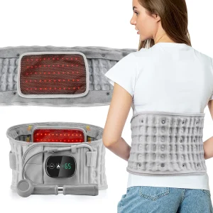Inflatable Lumbar Support Belt with Heat & Vibration, 3-Level Adjustable Heated Back Brace, Cordless USB Rechargeable, Manual Air Pump Included